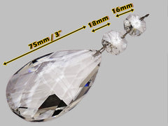 1 XL 75 mm 3" Oval Teardrop Chandelier Crystals Cut Glass Prisms Beads Droplets Colourless