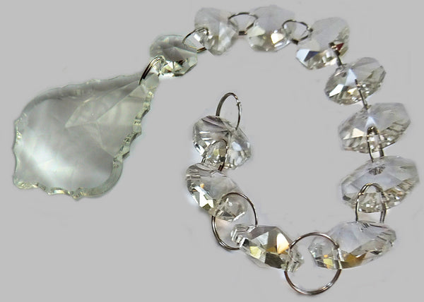 1 Chain Strand Clear Glass Leaf 10.8 inch Chandelier Drops Crystals Beads Garland 6