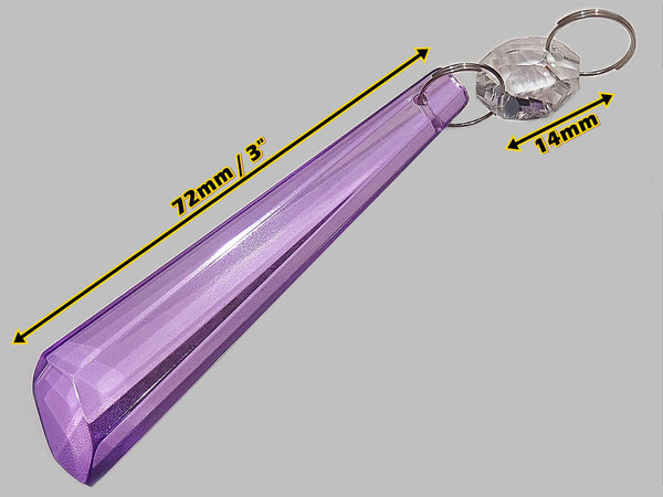Lilac Purple Cut Glass Icicles 72 mm 3" Chandelier Crystals Drops Beads Droplets Light Lamp Parts 1