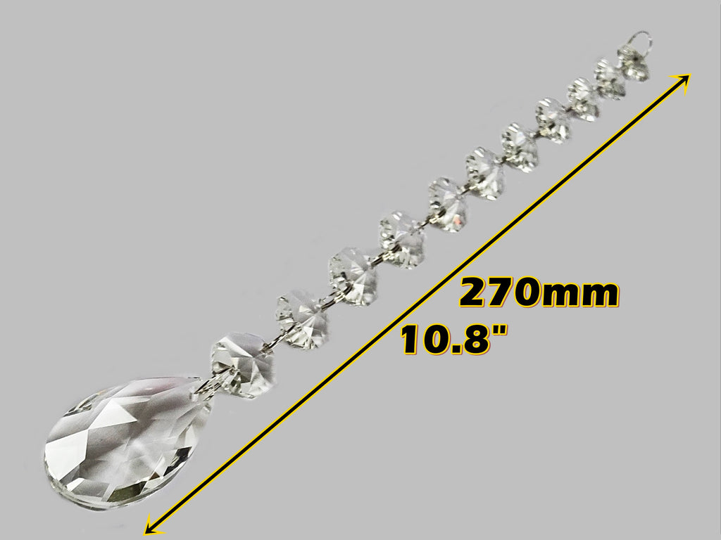 1 Chain Strand Clear Glass Oval Almond 10.8 inch Chandelier Drops Crystals Beads Garland 1