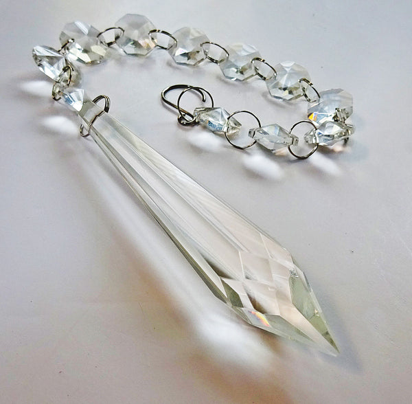 1 Chain Strand Clear Glass Torpedo Icicle 13" Chandelier Drops Crystals Beads Garland 3