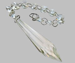 1 Chain Strand Clear Glass Torpedo Icicle 13" Chandelier Drops Crystals Beads Garland Pendants