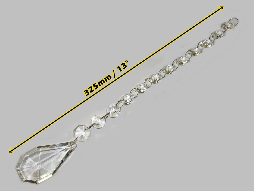 1 Strand Chain Clear Glass XL Squared Oval 13 inch Chandelier Drops Crystals Beads Garland 1