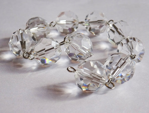 1 Strand 12mm Clear Transparent Chandelier Ball Drops Cut Glass Crystals Garlands Beads Droplets 8