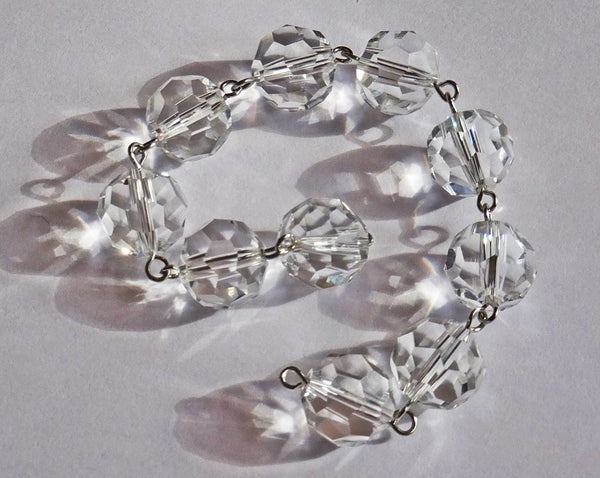 1 Strand 12mm Clear Transparent Chandelier Ball Drops Cut Glass Crystals Garlands Beads Droplets 11