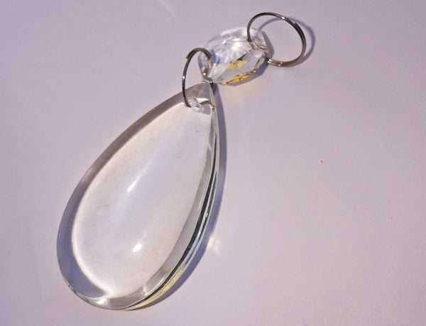 1 Clear Cut Glass Smooth Oval 2 inch No Facets Chandelier Crystals Drops Droplets Prisms Transparent 2