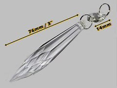 1 Pointed Icicles 3" Chandelier Crystals Cut Glass Drops Beads Prisms Droplets Colourless