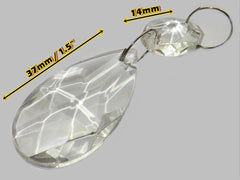 1 Clear Cut Glass Oval 37 mm 1.5" Chandelier Crystals Drops Beads Droplets Facet Prisms colourless