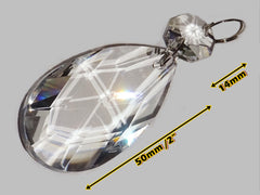 1 Clear Cut Glass Oval 2 inch Chandelier Crystals Drops Almond Droplets Prisms Droplets colourless