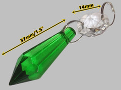 1 Emerald Green Cut Glass Torpedo 37 mm 1.5" Chandelier UK Crystals Drops Beads Droplets Light Parts