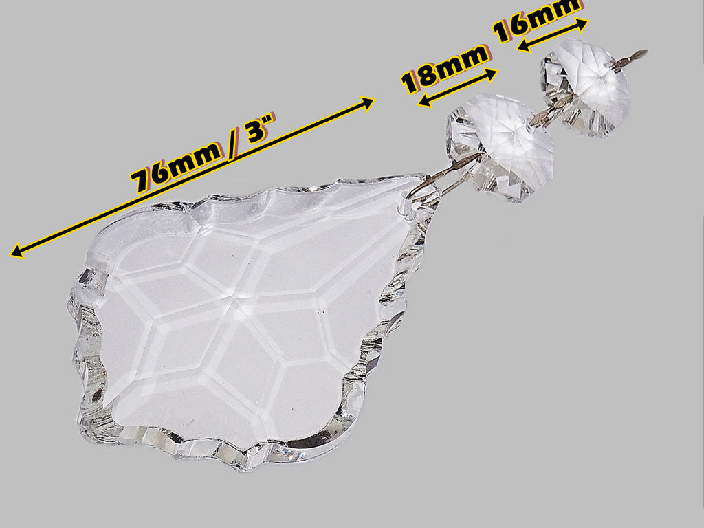 Clear XL 3" Leaf Chandelier Crystals Cut Glass Drops Prisms Beads Droplets Pendalogues 1