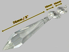 1 Clear XL Torpedo 76 mm 3" Chandelier Droplets Crystals Cut Glass Transparent colourless