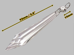 1 Clear XXL Torpedo 93 mm Icicle Chandelier Crystals Glass Drops Beads Pendants Droplets colourless