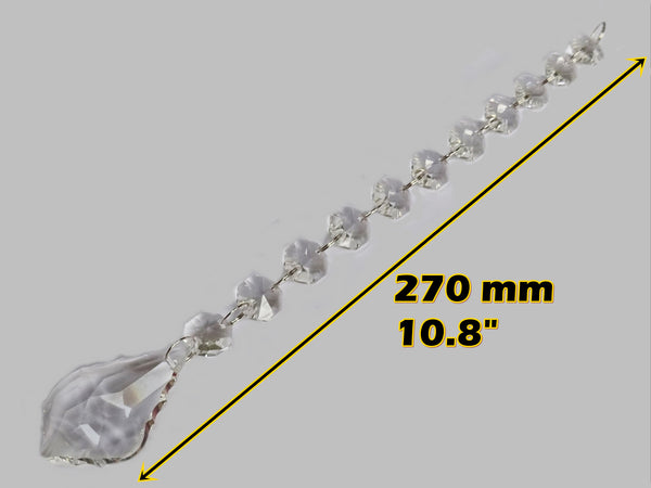 1 Chain Strand Clear Glass Leaf 10.8 inch Chandelier Drops Crystals Beads Garland 1