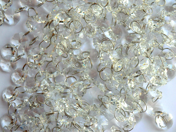 14mm Octagon Clear Transparent Chandelier Drops Cut Glass Crystals Garlands Beads Droplets Parts 3