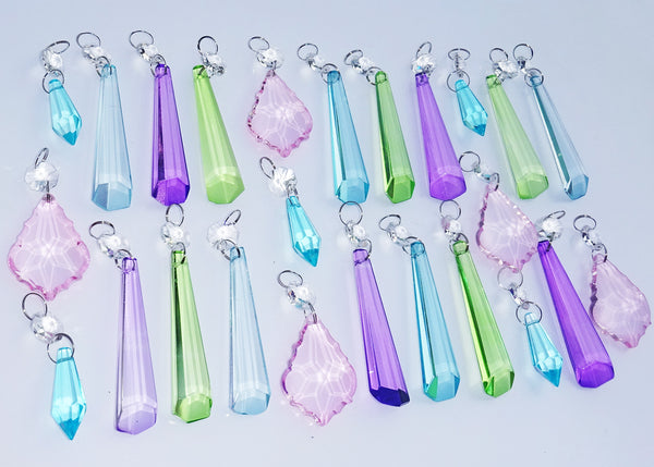 25 Chandelier Drops Light Pastel Colours Crystals Beads Cut Glass Pendant Droplets Lamp Parts 4
