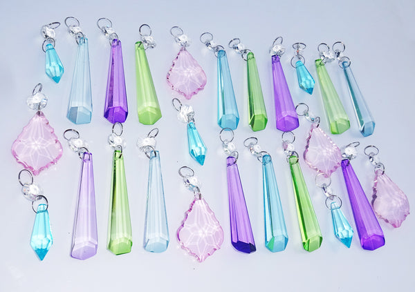 25 Chandelier Drops Light Pastel Colours Crystals Beads Cut Glass Pendant Droplets Lamp Parts 6