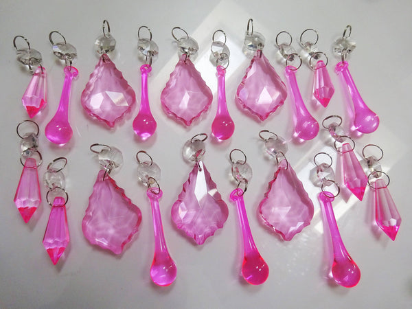 20 Rose Pink Chandelier Drops Crystals Droplets Beads Cut Glass Prisms Lamp Light Parts Drops 5