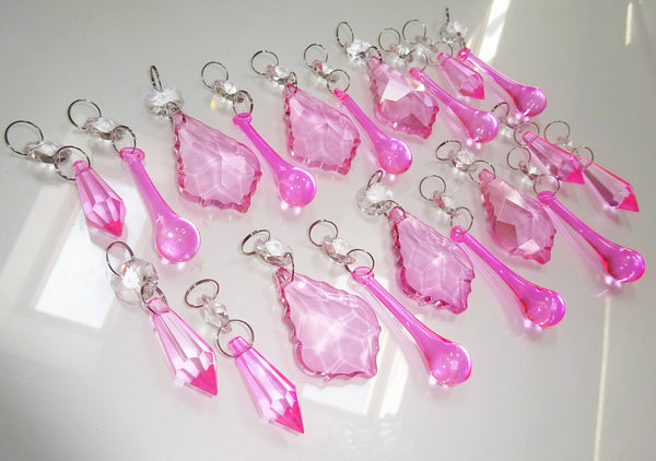 20 Rose Pink Chandelier Drops Crystals Droplets Beads Cut Glass Prisms Lamp Light Parts Drops 2
