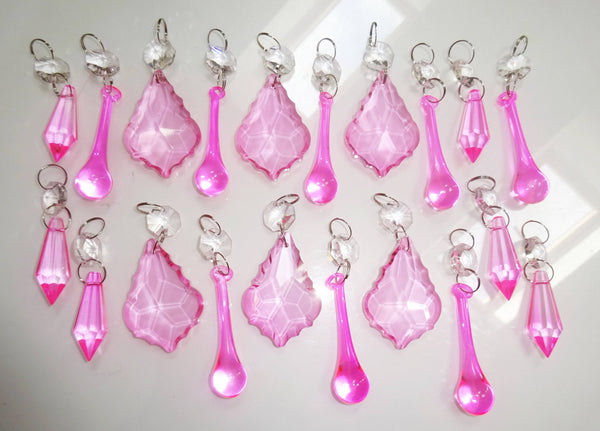 20 Rose Pink Chandelier Drops Crystals Droplets Beads Cut Glass Prisms Lamp Light Parts Drops 11