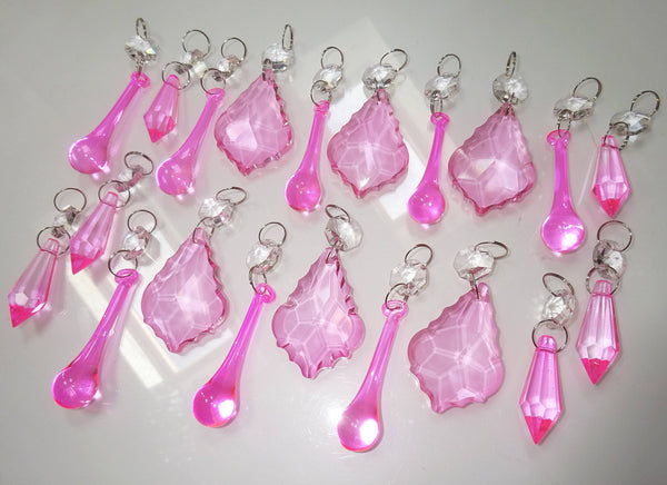 20 Rose Pink Chandelier Drops Crystals Droplets Beads Cut Glass Prisms Lamp Light Parts Drops 1
