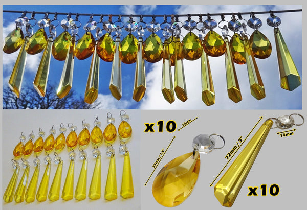 20 Cut Glass Orange Topaz Chandelier Drops Crystals Beads Droplets Light Lamp Parts
