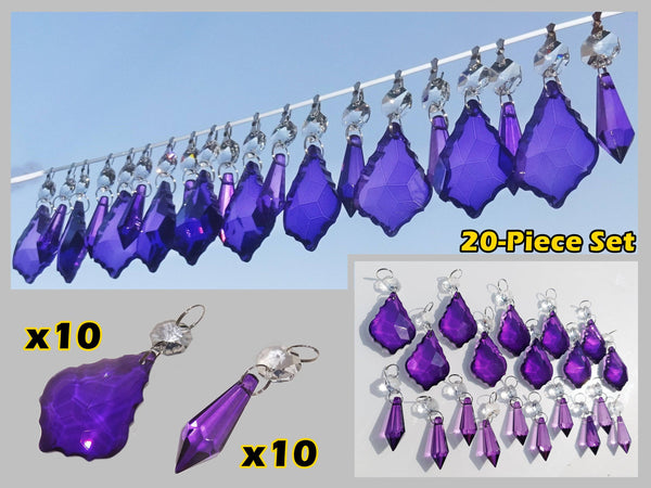20 Purple Chandelier Cut Glass Drops Crystals Beads Droplets Lamp Light Parts Prisms 15