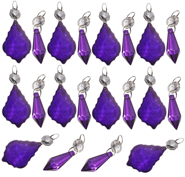 20 Purple Chandelier Cut Glass Drops Crystals Beads Droplets Lamp Light Parts Prisms 18