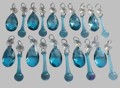 20 Antique Teal Chandelier Drops Crystals Beads Droplets Cut Glass Light Parts Prisms