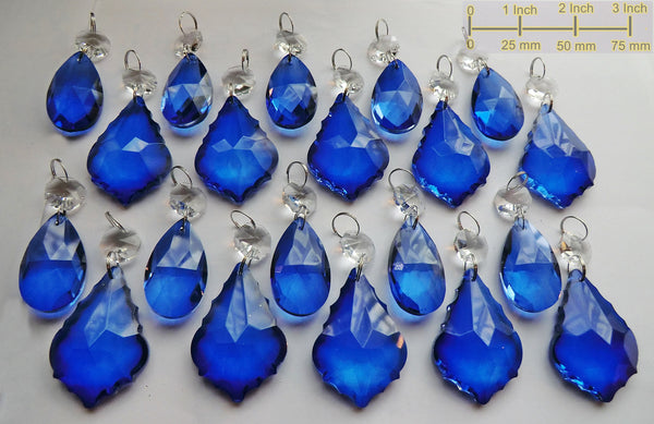 20 Royal Blue Chandelier Drops Cut Glass Crystals Beads Prisms Bundle Droplets Mixed Bundle 1