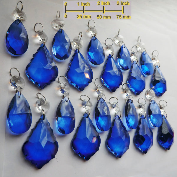 20 Royal Blue Chandelier Drops Cut Glass Crystals Beads Prisms Bundle Droplets Mixed Bundle 3