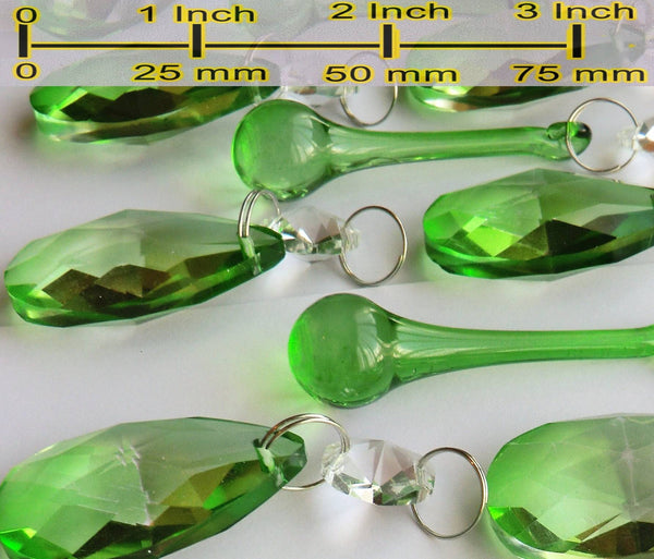 20 Emerald Green Chandelier Drops Crystals Beads Prisms Mix Droplets Light Parts Bundle 2