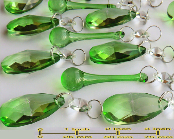 20 Emerald Green Chandelier Drops Crystals Beads Prisms Mix Droplets Light Parts Bundle 5