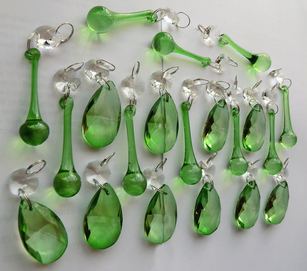 20 Emerald Green Chandelier Drops Crystals Beads Prisms Mix Droplets Light Parts Bundle 7