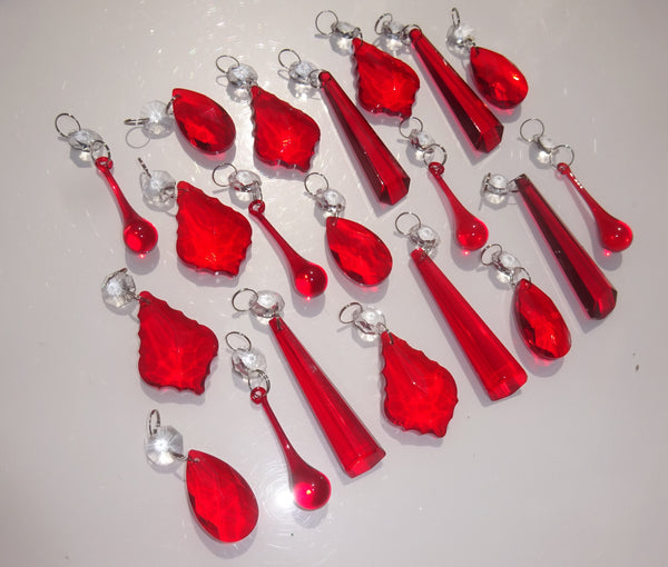 20 Red Chandelier Drops Crystals Cut Glass Beads Droplets Prisms Sun Catcher Decorations 8