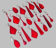 20 Red Chandelier Drops Crystals Cut Glass Beads Droplets Prisms Sun Catcher Decorations