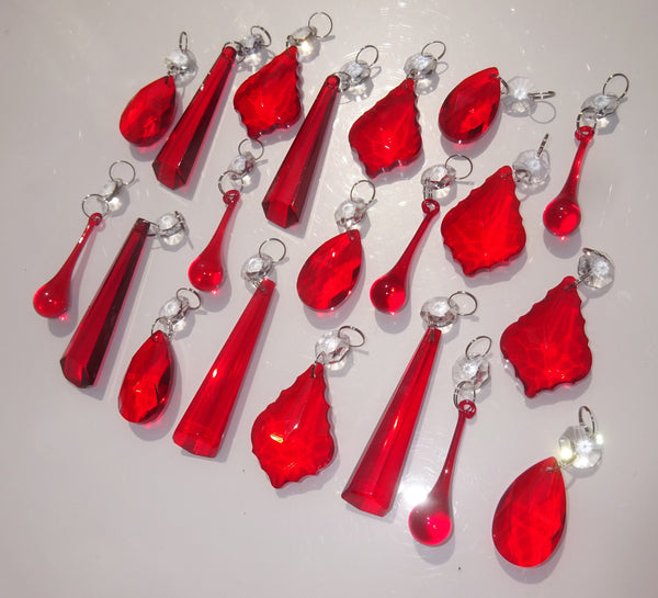 20 Red Chandelier Drops Crystals Cut Glass Beads Droplets Prisms Sun Catcher Decorations 10