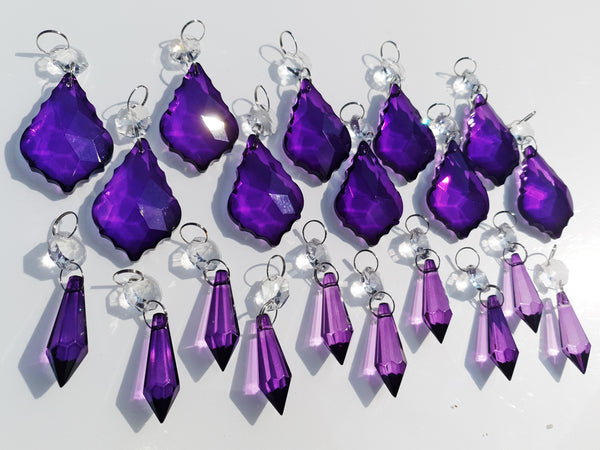 20 Purple Chandelier Cut Glass Drops Crystals Beads Droplets Lamp Light Parts Prisms