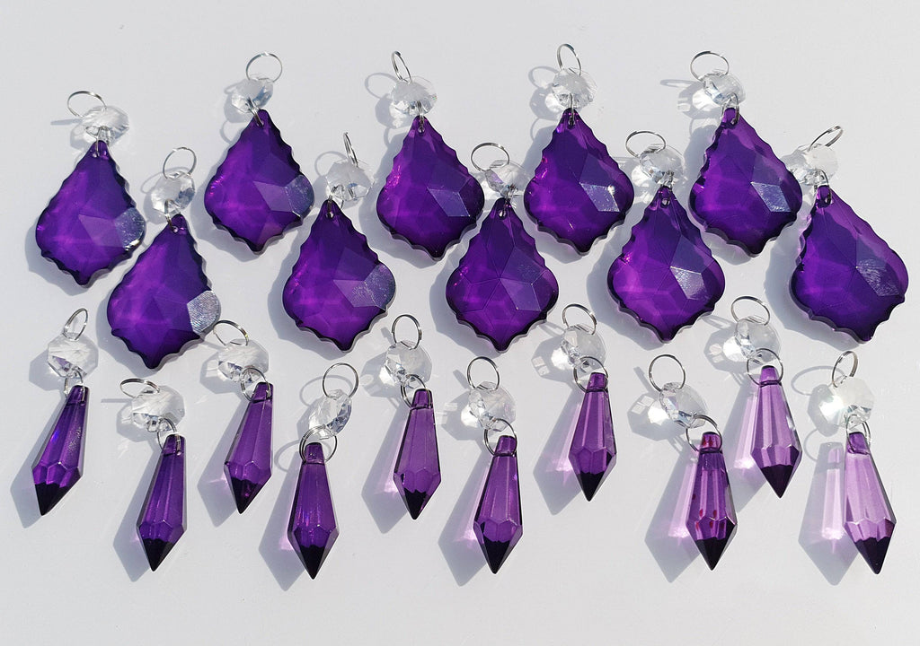 20 Purple Chandelier Cut Glass Drops Crystals Beads Droplets Lamp Light Parts Prisms 9