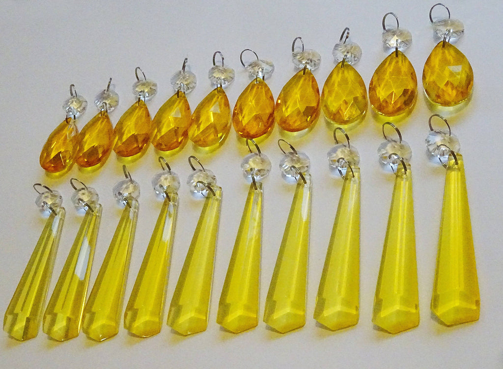 20 Cut Glass Orange Topaz Chandelier Drops Crystals Beads Droplets Light Lamp Parts 7