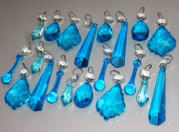 20 Turquoise Teal Chandelier Drops Beads Prisms Cut Glass Crystals Droplets Light Lamp Parts 4