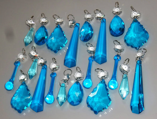 20 Turquoise Teal Chandelier Drops Beads Prisms Cut Glass Crystals Droplets Light Lamp Parts 6