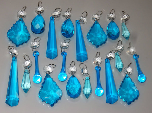 20 Turquoise Teal Chandelier Drops Beads Prisms Cut Glass Crystals Droplets Light Lamp Parts 8