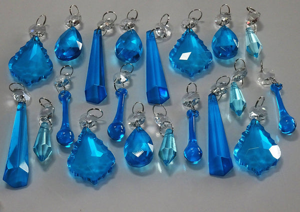 20 Turquoise Teal Chandelier Drops Beads Prisms Cut Glass Crystals Droplets Light Lamp Parts 10