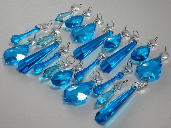 20 Turquoise Teal Chandelier Drops Beads Prisms Cut Glass Crystals Droplets Light Lamp Parts 2