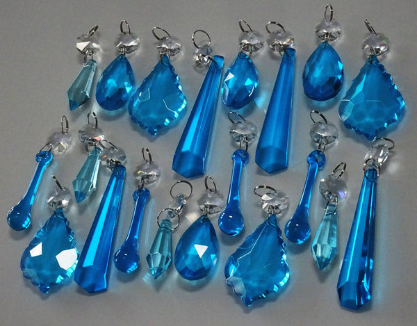 20 Turquoise Teal Chandelier Drops Beads Prisms Cut Glass Crystals Droplets Light Lamp Parts 1