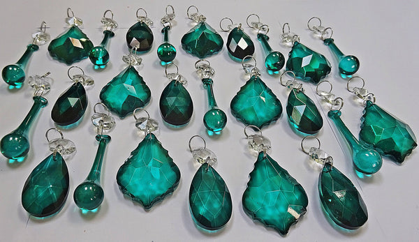 24 Peacock Chandelier Drops Crystals Beads Prisms Bundle Cut Glass Mix Droplets Pendant Light Parts 10