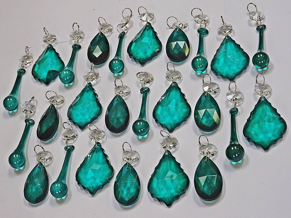 24 Peacock Chandelier Drops Crystals Beads Prisms Bundle Cut Glass Mix Droplets Pendant Light Parts 12