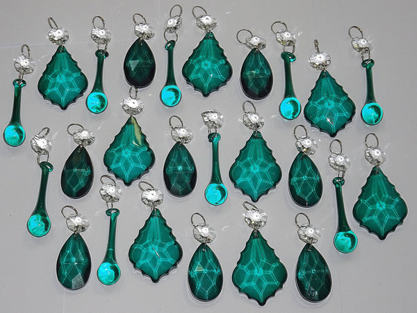 24 Peacock Chandelier Drops Crystals Beads Prisms Bundle Cut Glass Mix Droplets Pendant Light Parts 13