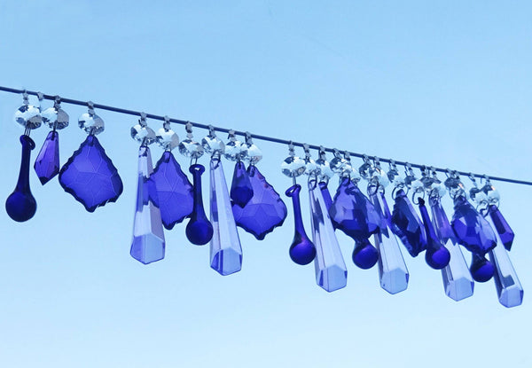 24 Purple Lilac Chandelier Drops Crystals Beads Cut Glass Droplets Lamp Light Parts Prisms 14